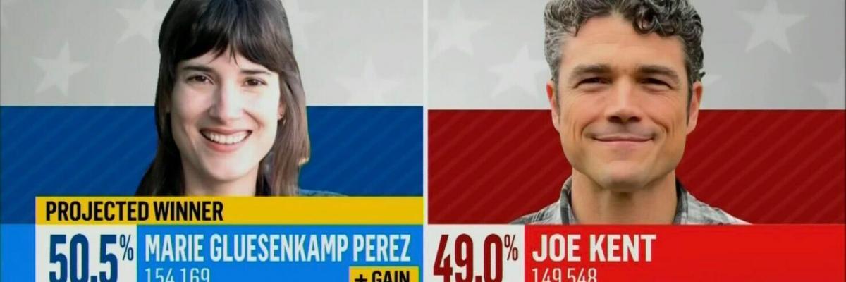Marie Gluesenkamp Perez wins Washington's 3rd Congressional District. Source: MSNBC 